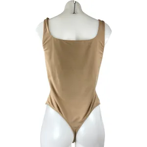 Aritzia Babaton Brown Tan Sleeveless Square Neck One Piece Bodysuit Tank Top XL thumbnail 2
