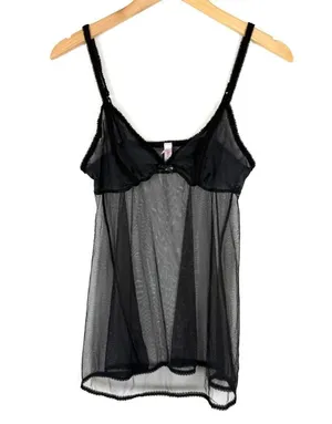 Vintage Y2K 2002 Victoria’s Secret black mesh lingerie mini dress thumbnail 1