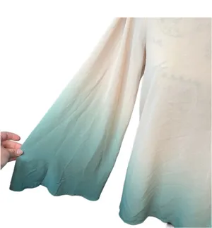 Altar'd State Bell Sleeve V-Neck Ombré Teal Gradient Top thumbnail 6