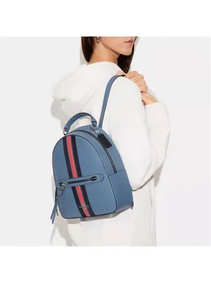 Coach CB872 Jordyn Backpack Crossgrain Leather Varsity Stripe Indigo thumbnail 2