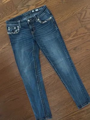 Miss Me Signature Skinny Beaded Sequin Embroidered Jeans Size 29 Y2K thumbnail 2