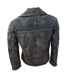 EAVES Gia Leather Moto Jacket in Brown small Brown thumbnail 4