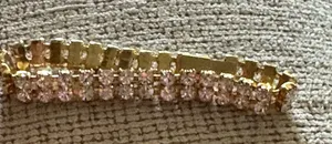 Gold Rhinestone Tennis Bracelet with Crystal Stones thumbnail 1