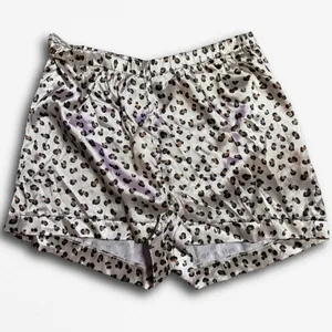 Boohoo Leopard Print Satin Pajama Shorts Women US 16 Tan Black Animal Sleepwear thumbnail 1