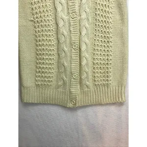 Vintage Grand Tier Womens‎ Cream Cable Knit V Neck Button Vest Sweater Size L thumbnail 7
