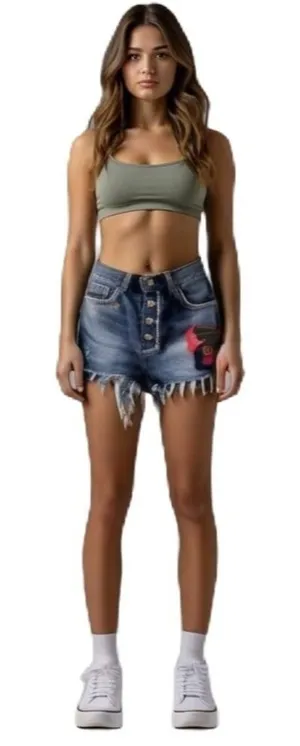 Free People Denim Butterfly Shorts Size 26‎ thumbnail 1