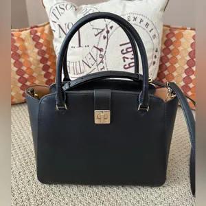 Kate Spade NY Phoebe Black Grained Leather Satchel with Gold Accents thumbnail 7