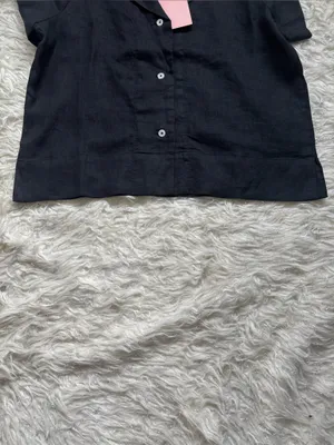 Quince 100% European Linen Black Women’s Short-Sleeve Button-Down Shirt Size XS thumbnail 12
