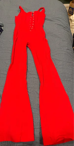 Red jumpsuit bootcut Size L thumbnail 3