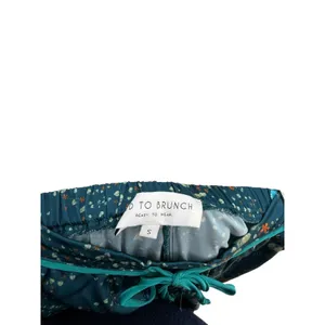 Bed To Brunch Botanical Pajama Lounge Pants Teal Satin Feel Drawstring Small‎ thumbnail 11