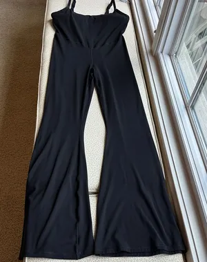 NWOT OFFLINE by Aerie Black Flare Jumpsuit Activewear with adjustable straps XL thumbnail 1