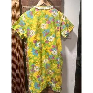 Vintage Sears Green Floral Shift Dress Lace Collar Cottagecore Mod S thumbnail 5