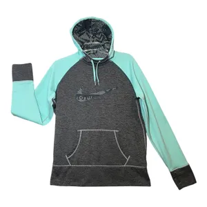 Nike Therma-Fit Hoodie Womens L Gray Mint Fleece Pullover Thumbholes Sweatshirt thumbnail 2