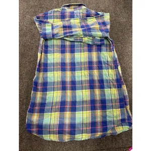 Lauren Ralph Lauren Madras Plaid Shirt Womens M Blue Green Pink RL Monogram thumbnail 7