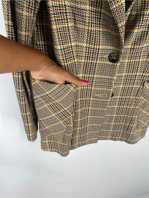 Cabi Pastime Plaid Jacket Blazer Style #3548 Brown Multi Size 4 thumbnail 6