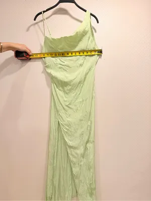 For Love & Lemons Llana Satin Midi Dress Elegant Feminine Lime Green Size S thumbnail 5