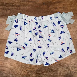 aerie Light Blue Paper Plane Tie-Waist Skort with Navy & Coral Accents thumbnail 9