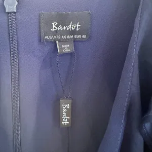 Bardot Navy Sleeveless Satin Ruffle Mini Dress 8 Medium thumbnail 4