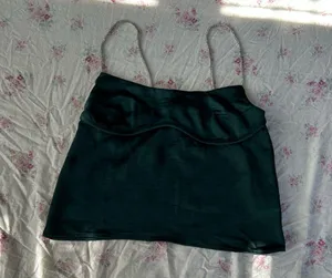 Rhinestone emerald green satin bustier cami thumbnail 3