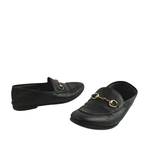 Gucci Women's Black Leather Horsebit Accent Slip On Loafers Flats 35 1/2 US 4.5 thumbnail 5