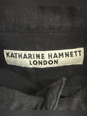 Katharine Hamnett Nicola Women XS Black Linen Oversized Shirt Italy Quiet Luxury thumbnail 9