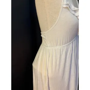 Elan White Halter Dress‎ Ruffle V-Neck Empire Waist Tiered Hem MD-522 Large thumbnail 7