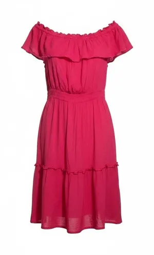 Tommy Bahama‎ Pink Off The Shoulder Ruffle Tiered Gauze Dress Small S/Pi thumbnail 1