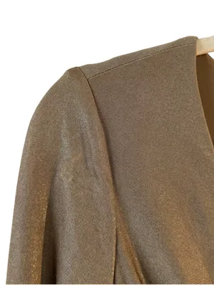 Lauren Ralph Lauren Nadira Metallic Gold Twist Front Gown Dress Size 6 thumbnail 8