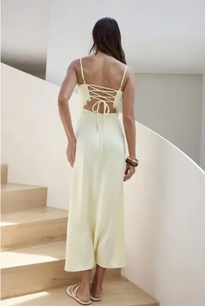 Fortunate One Romantic One Satin Maxi Dress Yellow thumbnail 2