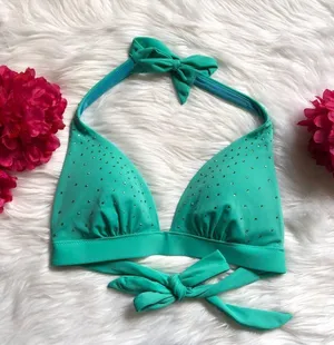 Victoria's Secret Rhinestone Halter Swim Top thumbnail 1