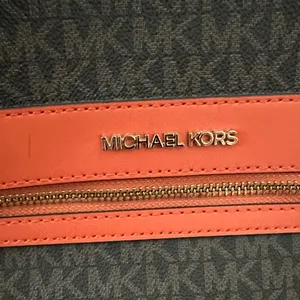 Michael Michael Kors Brown Tote with Orange Trim and Logo Print thumbnail 12