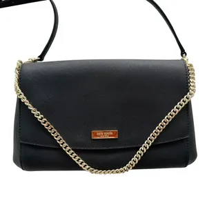 Kate Spade Laurel Way Greer Crossbody Purse Black Leather Chain Large Clutch thumbnail 3