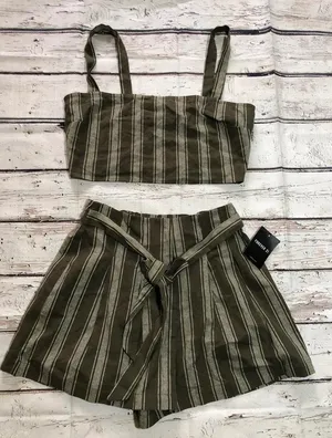 Forever 21 Striped Crop Top & Paper Bag Shorts Set thumbnail 2