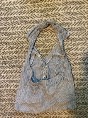Olivaceous Backless Seersucker Halter Top thumbnail 2