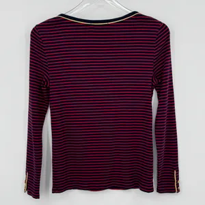 Ralph Lauren LRL blouse women's M striped red navy boatneck button cuff nautical thumbnail 3