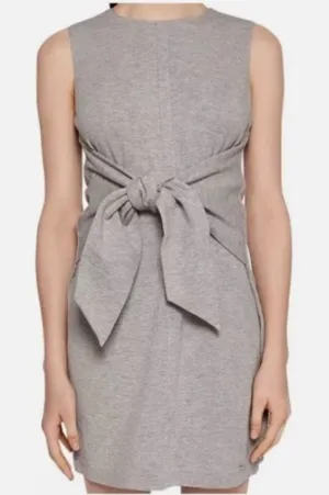 Ted Baker London Evalina Tie Front Dress Grey Stretch Sleeveless Size 4 Women's thumbnail 1