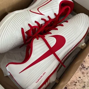Nike Women’s‎ Cleats Lunarlon Size 8.5 White/Varsity Red New thumbnail 3