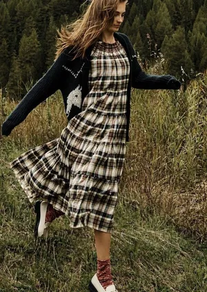 THE GREAT Sea Glass Plaid Tiered Dress TGR1/US4-6 thumbnail 1