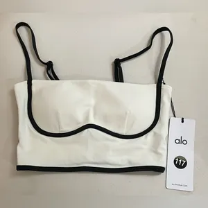 Alo Yoga NWT Airbrush Streamline Bra Tank Top Ivory Black Size S thumbnail 6