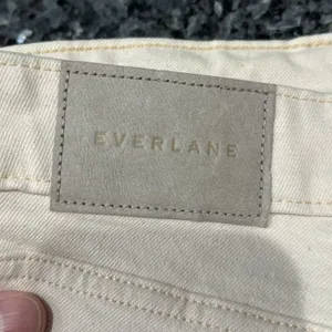 Everlane Cream Off-White Curvy Cheeky Organic‎ Jeans Denim Women's Size 35 Crop thumbnail 7