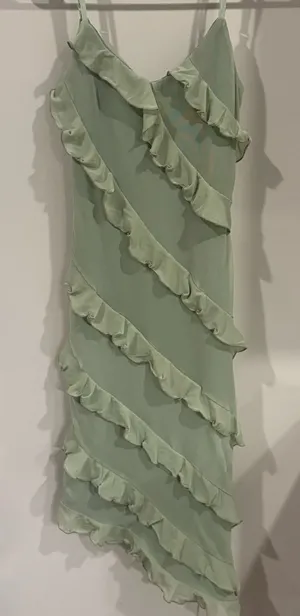 SheIn Sage Green Ruffle Midi Dress XS thumbnail 1