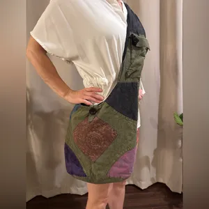 The Winding Road Black Cotton CrossBody Purse thumbnail 2