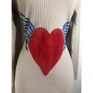 Hot Lava Tan Ribbed Knit 2-Piece Bodycon Dress‎ & Shrug Winged Heart Graphic M thumbnail 2