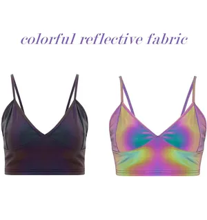Amazon Holographic Reflective Shiny Rave Multicolor Abstract Crop Top thumbnail 2