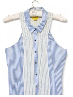 Anthropologie Maeve Sleeveless Collard Stripped Button Down Halter Blouse Size12 thumbnail 6