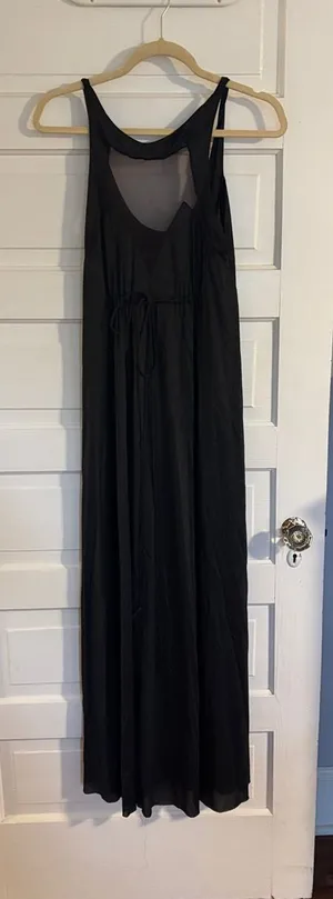Vintage Blanche by Ralph Monteners Black Maxi Slip Dress with Drawstring Wais thumbnail 1