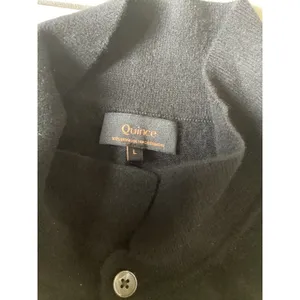 Quince Mongolian Cashmere Button Down Sweater Black Mock Neck Cardigan Large thumbnail 4