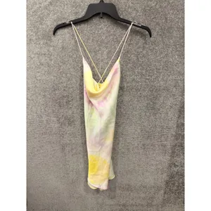 Zara Women Mini Dress Small Multicolor Tie Dye Satin Effect Cowl Neck Open Back thumbnail 7