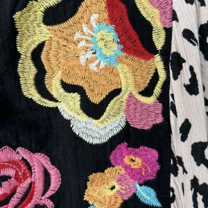 Savanna Jane Size L Blouse Leopard Print Embroidered Floral Top Boho Women's thumbnail 7