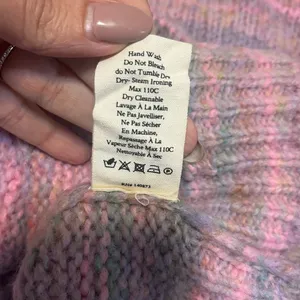 LoveShackFancy Aquarius Pullover Chunky Knit Sweater Pink Cloud Puff Sleeve sz M thumbnail 8